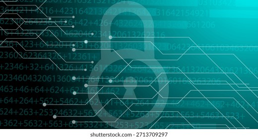 Concepto de seguridad, candado cerrado en digital, seguridad cibernética, ilustración de fondo de tecnología de Internet de alta velocidad abstracta azul. clave
