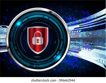 safety concept Closed Padlock on digital background. blue abstract vector hi speed internet technology background illustration