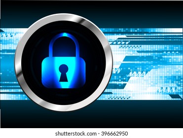 safety concept Closed Padlock on digital background. blue abstract vector hi speed internet technology background illustration