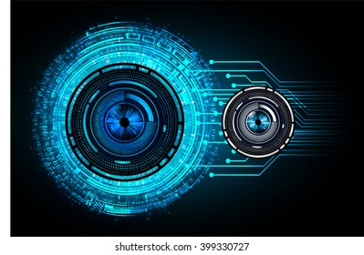 Safety concept, Closed Padlock on digital background, cyber security, Blue abstract hi speed internet technology background illustration. eye scan virus