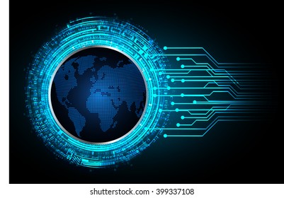 Safety concept, Closed Padlock on digital background, cyber security, Blue abstract hi speed internet technology background illustration. world