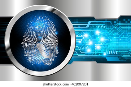 Safety concept, Closed Padlock on digital background, cyber security, Blue abstract hi speed internet technology background illustration. Finger-print scan. hand