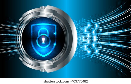 Safety concept, Closed Padlock on digital background, cyber security, Blue abstract hi speed internet technology background illustration. vector