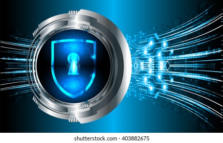 Safety concept, Closed Padlock on digital background, cyber security, Blue abstract hi speed internet technology background illustration. vector