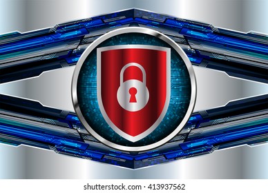 Safety concept, Closed Padlock on digital background, cyber security. vector