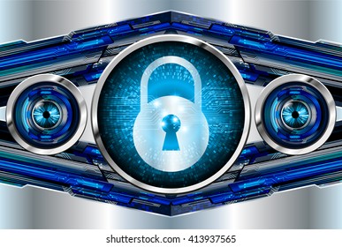 Safety concept, Closed Padlock on digital background, cyber security. vector