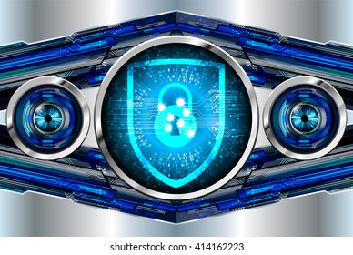 Safety concept, Closed Padlock on digital background, cyber security. vector