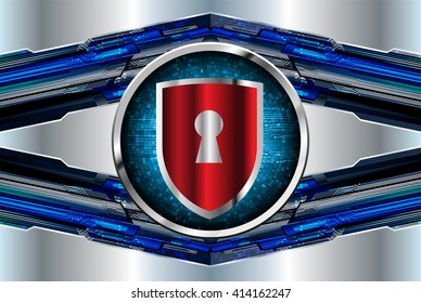 Safety concept, Closed Padlock on digital background, cyber security. vector