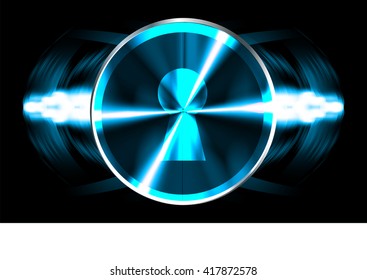 Safety concept, Closed Padlock on digital background, cyber security, Blue abstract hi speed internet technology background illustration. vector