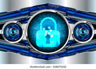 Safety concept, Closed Padlock on digital background, cyber security