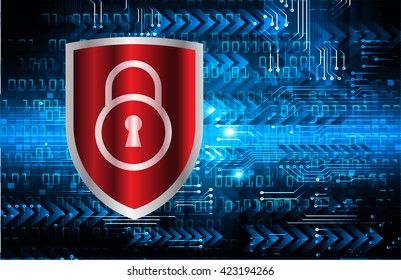 Safety concept, Closed Padlock on digital background, cyber security.