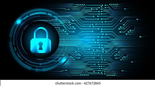 Safety concept: Closed Padlock on digital background, blue abstract light hi speed internet technology. Cyber security concept. Cyber background. Cyber data digital Technology.