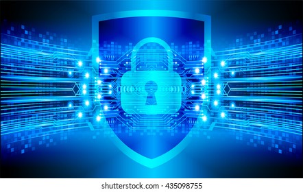 Safety concept: Closed Padlock on digital background, blue abstract light hi speed internet technology. Cyber security concept. Cyber background. Cyber data digital Technology. vector
