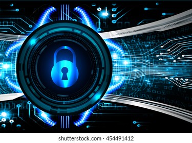 Safety concept, Closed Padlock on digital background, cyber security. key