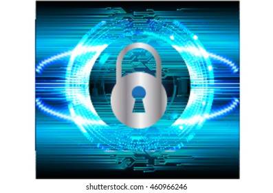 Safety concept, Closed Padlock on digital background