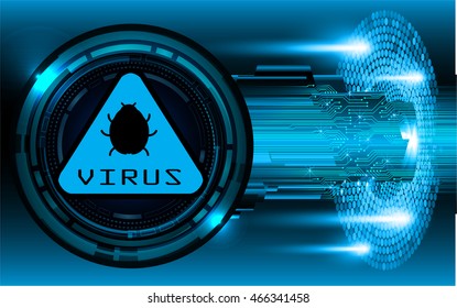 Safety concept, Closed Padlock on digital background, cyber security, Blue abstract hi speed internet technology background illustration. key
