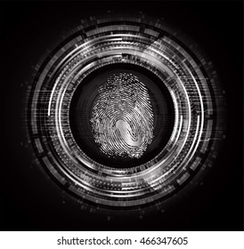 Safety concept, Closed Padlock on digital background, cyber security, Blue abstract hi speed internet technology background illustration. eye scan virus. Finger-print scan. hand