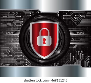 Safety concept, Closed Padlock on digital background, cyber security. key