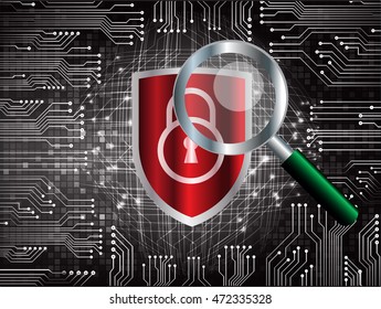 Safety concept, Closed Padlock on digital background, cyber security. key, abstract cyber future technology concept. digital