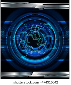Safety concept, Closed Padlock on digital background. blue cyber technology