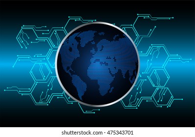 Safety concept, Closed Padlock on digital background, cyber security, world map