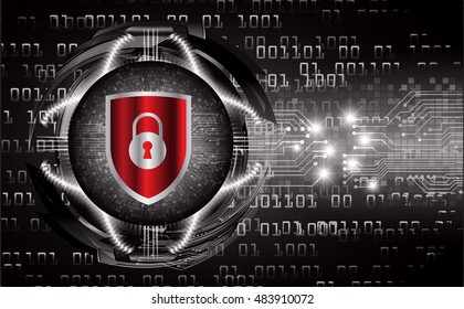 Safety concept, Closed Padlock on digital background, cyber security, Black abstract hi speed internet technology background illustration. key