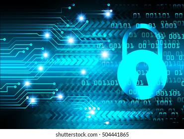 Concepto de seguridad, candado cerrado sobre fondo digital, seguridad cibernética, ilustración de fondo de tecnología de Internet de alta velocidad abstracta azul. clave