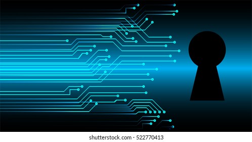 Safety concept, Closed Padlock on digital background, cyber security, Blue abstract hi speed internet technology background illustration. key