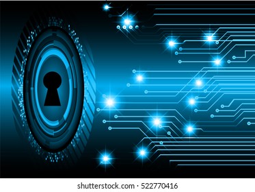 Safety concept, Closed Padlock on digital background, cyber security, Blue abstract hi speed internet technology background illustration. key