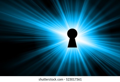 Safety concept, Closed Padlock on digital background, cyber security, Blue abstract hi speed internet technology background illustration. key