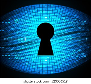 Safety concept, Closed Padlock on digital background, cyber security, Blue abstract hi speed internet technology background illustration. key. vector