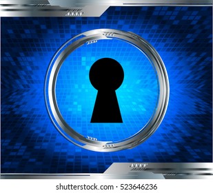 Safety concept, Closed Padlock on digital background, cyber security, Blue abstract hi speed internet technology background illustration. key vector