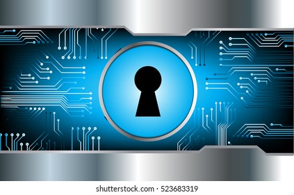 Safety concept, Closed Padlock on digital background, cyber security, Blue abstract hi speed internet technology background illustration. key vector