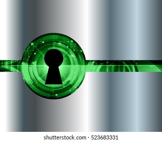 Safety concept, Closed Padlock on digital background, cyber security, silver abstract hi speed internet technology background illustration. key vector