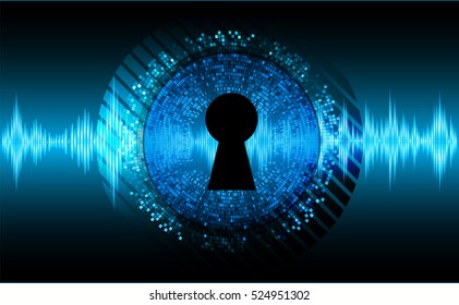 Safety concept, Closed Padlock on digital , cyber security, Blue abstract hi speed internet technology background illustration. key. vector