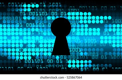 Safety concept, Closed Padlock on digital, cyber security, Blue abstract hi speed internet technology background illustration. key vector