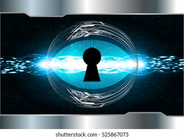 Safety concept, Closed Padlock on digital, cyber security, Blue abstract hi speed internet technology background illustration. key vector