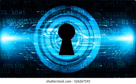 Safety concept, Closed Padlock on digital background, cyber security, Blue abstract hi speed internet technology background illustration. key. vector