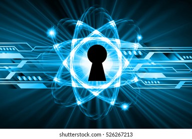 Safety concept, Closed Padlock on digital background, cyber security, Blue abstract hi speed internet technology background illustration. key. vector