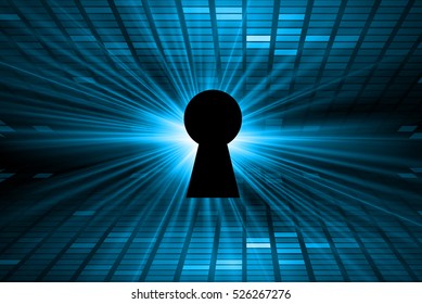 Safety concept, Closed Padlock on digital background, cyber security, Blue abstract hi speed internet technology background illustration. key. vector