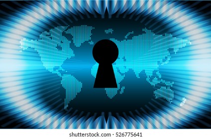 Safety concept, Closed Padlock on digital background, cyber security, Blue abstract hi speed internet technology background illustration. key. vector
