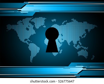 Safety concept, Closed Padlock on digital background, cyber security, Blue abstract hi speed internet technology background illustration. key. vector