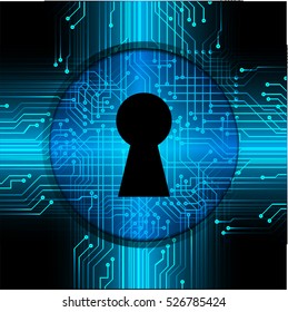 Safety concept, Closed Padlock on digital background, cyber security, Blue abstract hi speed internet technology background illustration. key. vector