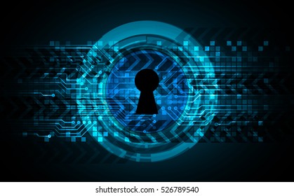 Safety concept, Closed Padlock on digital background, cyber security, Blue abstract hi speed internet technology background illustration. key. vector