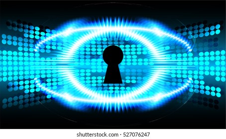 Safety concept, Closed Padlock on digital background, cyber security, Blue abstract hi speed internet technology background illustration. key. vector