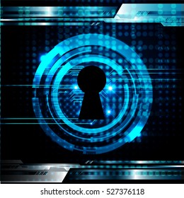 Safety concept, Closed Padlock on digital background, cyber security, Blue abstract hi speed internet technology background illustration. key. vector