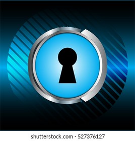 Safety concept, Closed Padlock on digital background, cyber security, Blue abstract hi speed internet technology background illustration. key. vector