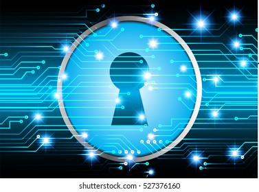 Safety concept, Closed Padlock on digital background, cyber security, Blue abstract hi speed internet technology background illustration. key. vector
