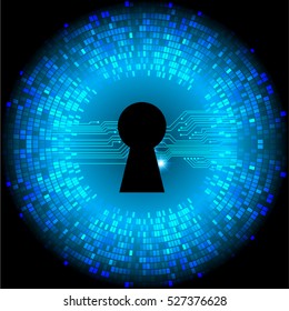 Safety concept, Closed Padlock on digital background, cyber security, Blue abstract hi speed internet technology background illustration. key. vector