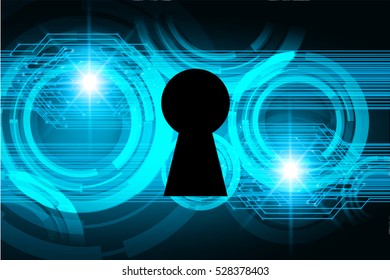 Safety concept, Closed Padlock on digital, cyber security, Blue abstract hi speed internet technology background illustration. key vector